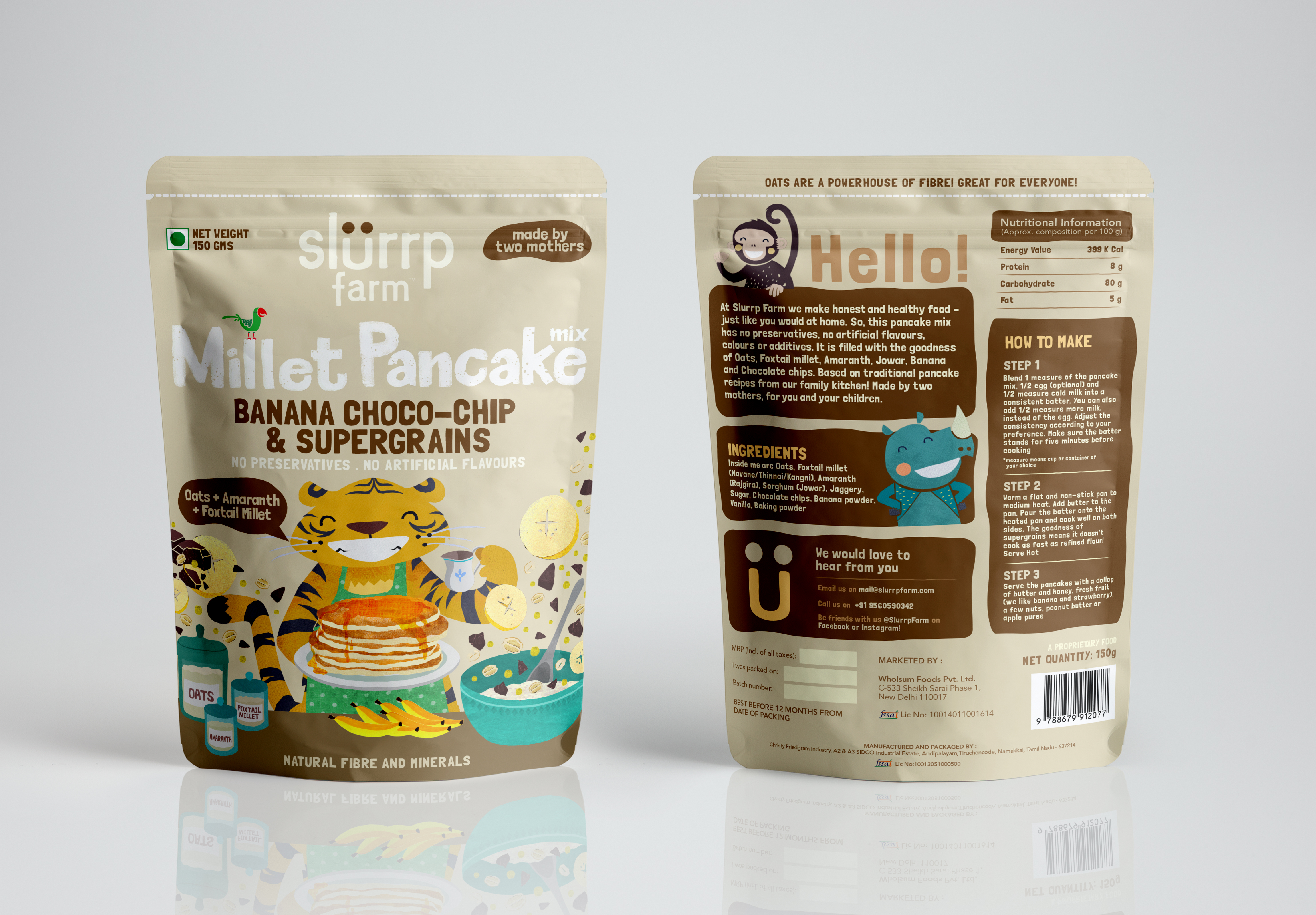 Slurrp Farm Millet Pancakes - Banana, Choco-chip and Supergrains